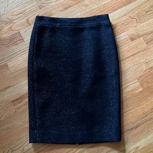 Black gold tweed jcrew pencil skirt 00